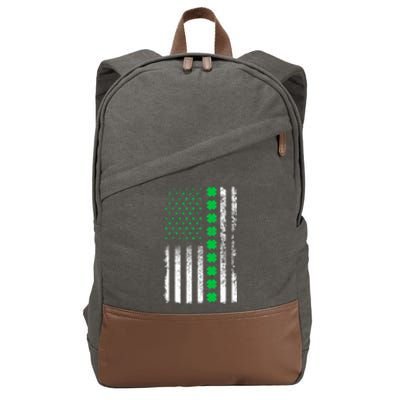 American Flag Clovers St Patricks Day Vintage Irish Shamrock Cotton Canvas Backpack