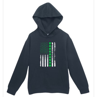 American Flag Clovers St Patricks Day Vintage Irish Shamrock Urban Pullover Hoodie