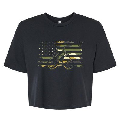 American Flag Camouflage Fishing Apparel Fishing Bella+Canvas Jersey Crop Tee