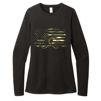 American Flag Camouflage Fishing Apparel Fishing Womens CVC Long Sleeve Shirt