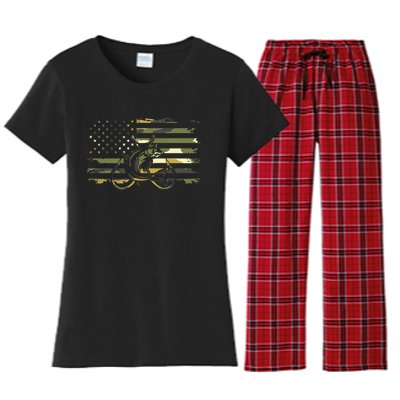 American Flag Camouflage Fishing Apparel Fishing Women's Flannel Pajama Set