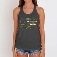 American Flag Camouflage Fishing Apparel Fishing Women's Knotted Racerback Tank