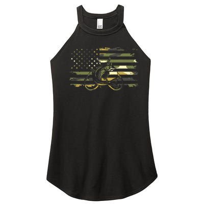 American Flag Camouflage Fishing Apparel Fishing Women’s Perfect Tri Rocker Tank