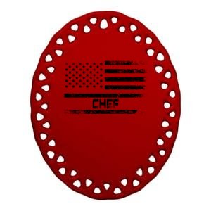 American Flag Chef Gift For Chef Cool Gift Ceramic Oval Ornament