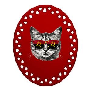 Angolan Flag Cat Owner Souvenirs Products Kitten Angola Ceramic Oval Ornament