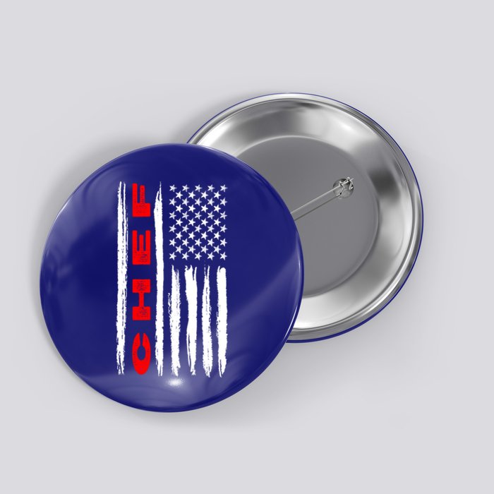 American Flag Chef Us Usa Flag Gift Button