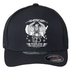 American Fearless Courageous Eagle Snake Flexfit Unipanel Trucker Cap