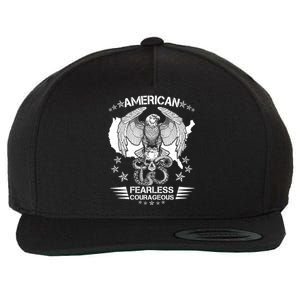 American Fearless Courageous Eagle Snake Wool Snapback Cap