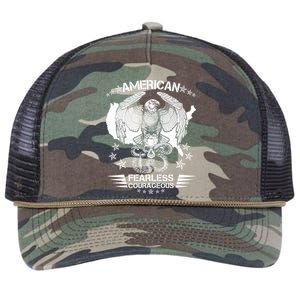 American Fearless Courageous Eagle Snake Retro Rope Trucker Hat Cap