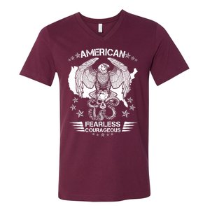 American Fearless Courageous Eagle Snake V-Neck T-Shirt