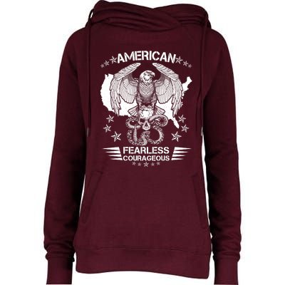 American Fearless Courageous Eagle Snake Womens Funnel Neck Pullover Hood