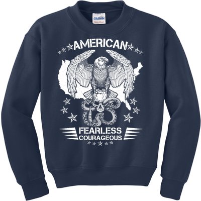 American Fearless Courageous Eagle Snake Kids Sweatshirt