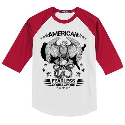 American Fearless Courageous Eagle Snake Kids Colorblock Raglan Jersey