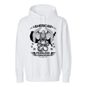 American Fearless Courageous Eagle Snake Garment-Dyed Fleece Hoodie