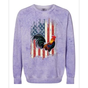 American Flag Cock Fighting Rooster Chicken Colorblast Crewneck Sweatshirt