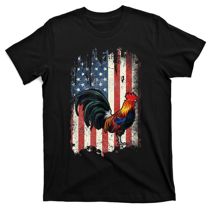 American Flag Cock Fighting Rooster Chicken T-Shirt