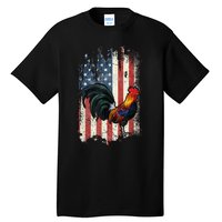 American Flag Cock Fighting Rooster Chicken Tall T-Shirt