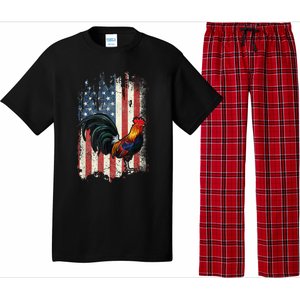 American Flag Cock Fighting Rooster Chicken Pajama Set