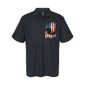 American Flag Cock Fighting Rooster Chicken Softstyle Adult Sport Polo