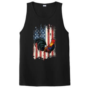 American Flag Cock Fighting Rooster Chicken PosiCharge Competitor Tank