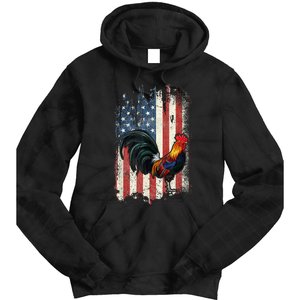 American Flag Cock Fighting Rooster Chicken Tie Dye Hoodie