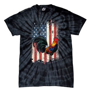 American Flag Cock Fighting Rooster Chicken Tie-Dye T-Shirt