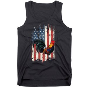 American Flag Cock Fighting Rooster Chicken Tank Top