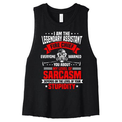 Assistant Fire Chief Sarcasm Officer Warned You About Women's Racerback Cropped Tank