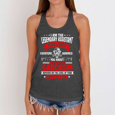 Assistant Fire Chief Sarcasm Officer Warned You About Women's Knotted Racerback Tank