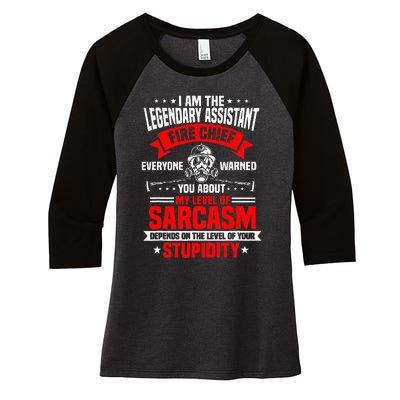 Assistant Fire Chief Sarcasm Officer Warned You About Women's Tri-Blend 3/4-Sleeve Raglan Shirt