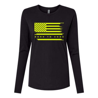 American Flag Cooking Chef Cook Cooking Gift Womens Cotton Relaxed Long Sleeve T-Shirt