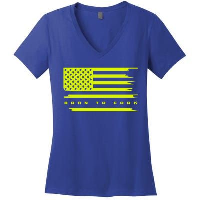 American Flag Cooking Chef Cook Cooking Gift Women's V-Neck T-Shirt