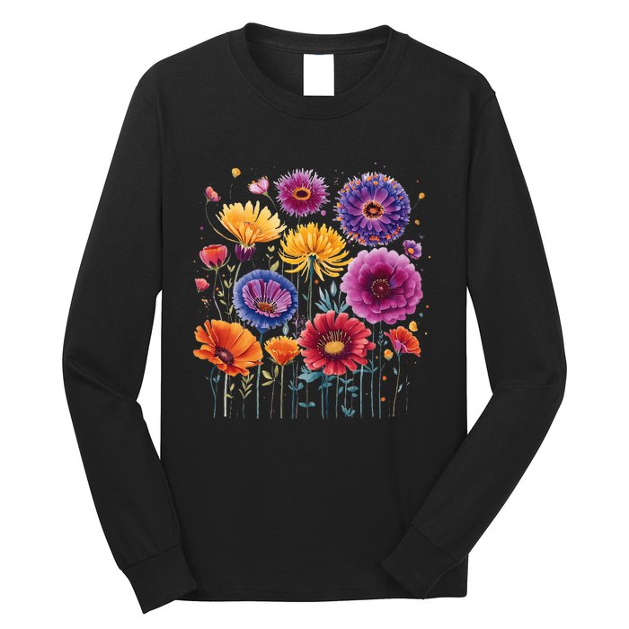 Aesthetic Flowers Collection Violet Flowers Vintage Floral Long Sleeve Shirt