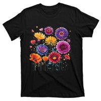 Aesthetic Flowers Collection Violet Flowers Vintage Floral T-Shirt