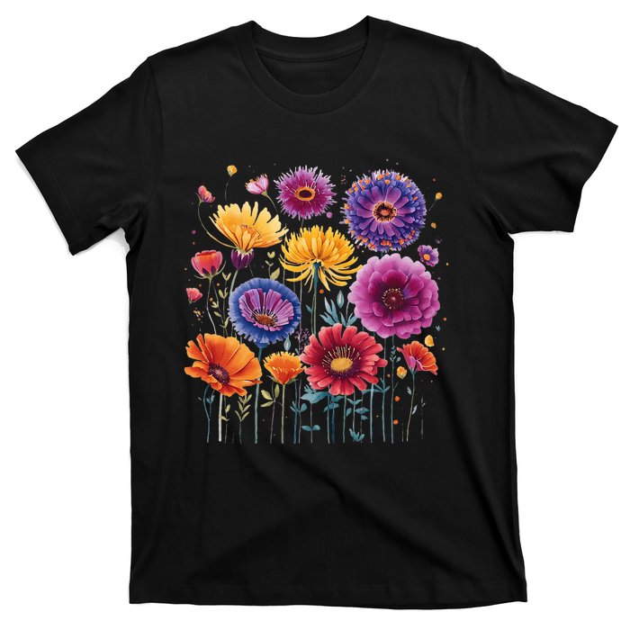 Aesthetic Flowers Collection Violet Flowers Vintage Floral T-Shirt