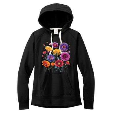 Aesthetic Flowers Collection Violet Flowers Vintage Floral Women's Fleece Hoodie