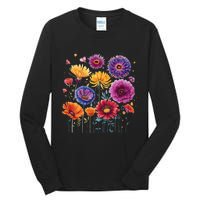 Aesthetic Flowers Collection Violet Flowers Vintage Floral Tall Long Sleeve T-Shirt