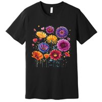 Aesthetic Flowers Collection Violet Flowers Vintage Floral Premium T-Shirt