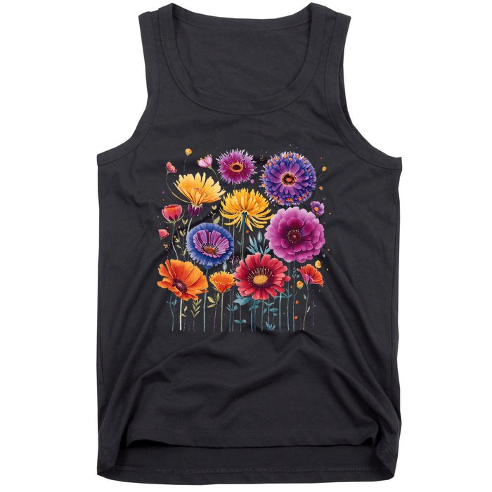 Aesthetic Flowers Collection Violet Flowers Vintage Floral Tank Top