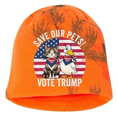 American Flag Cat & Duck Save Our Pets Vote For Trump 2024 Kati - Camo Knit Beanie