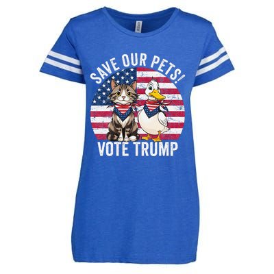 American Flag Cat & Duck Save Our Pets Vote For Trump 2024 Enza Ladies Jersey Football T-Shirt