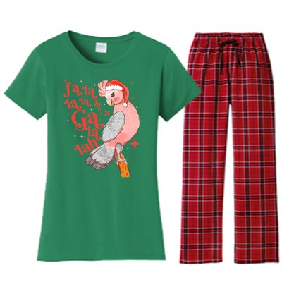 Australian Funny Christmas Holidays Cute Galah Bird Falala Women's Flannel Pajama Set