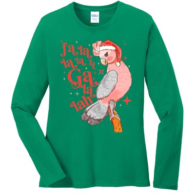 Australian Funny Christmas Holidays Cute Galah Bird Falala Ladies Long Sleeve Shirt