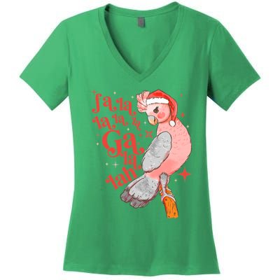 Australian Funny Christmas Holidays Cute Galah Bird Falala Women's V-Neck T-Shirt