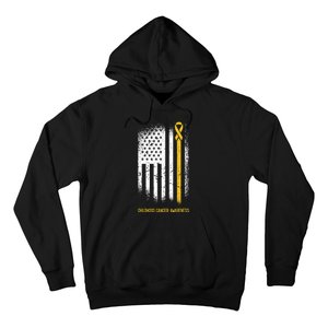 American Flag Childhood Cancer Awareness Ribbon Warrior Hoodie