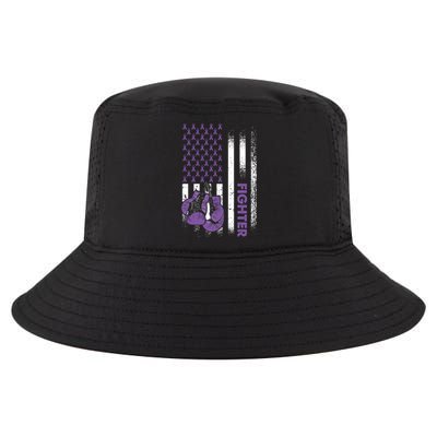 American Flag Cancer Fighter Cool Gift Pancreatic Cancer Warrior Gift Cool Comfort Performance Bucket Hat