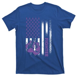 American Flag Cancer Fighter Cool Gift Pancreatic Cancer Warrior Gift T-Shirt