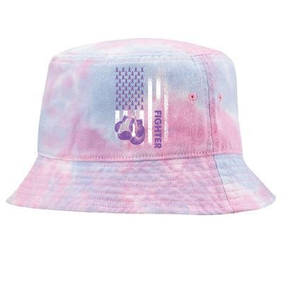 American Flag Cancer Fighter Cool Gift Pancreatic Cancer Warrior Gift Tie-Dyed Bucket Hat