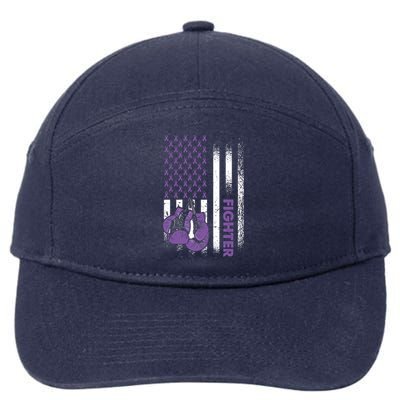 American Flag Cancer Fighter Cool Gift Pancreatic Cancer Warrior Gift 7-Panel Snapback Hat