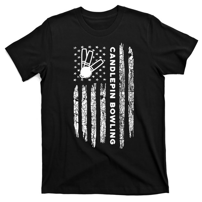 American Flag Candlepin Bowling Vintage Candlepin Bowling Gift T-Shirt